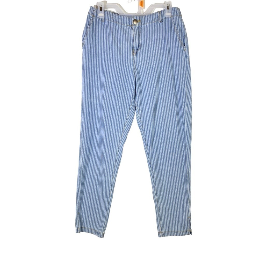 Life in Progress women’s size M blue white stripe elastic pockets ankle pant